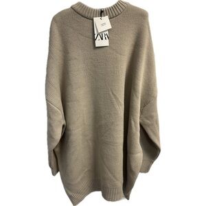 NWT Zara Oversized Long Fit Wool Blend Crewneck Sweater